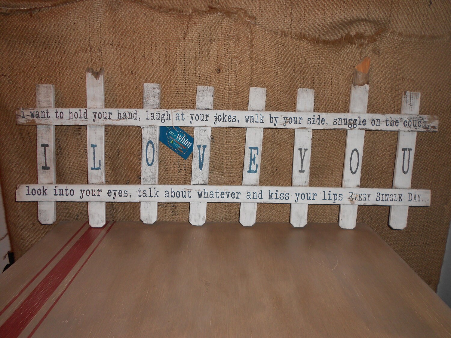 Picket Fence Wall Decor with Love Quote by MadeItOnAWhim on Etsy