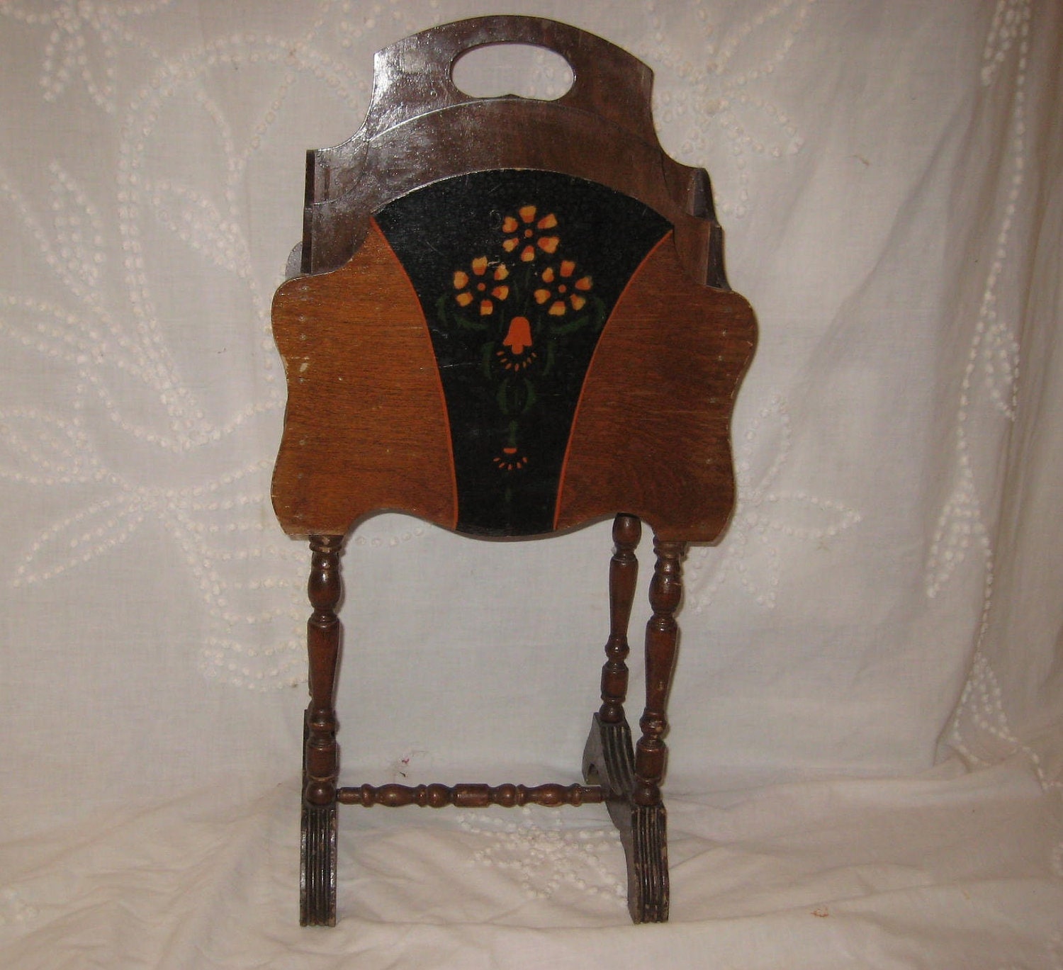 Standing Magazine Rack Victorian Vintage Wood Magazine