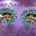 Coro Vintage Jewelry Gold Scroll Duette Blue Rhinestone Earrings