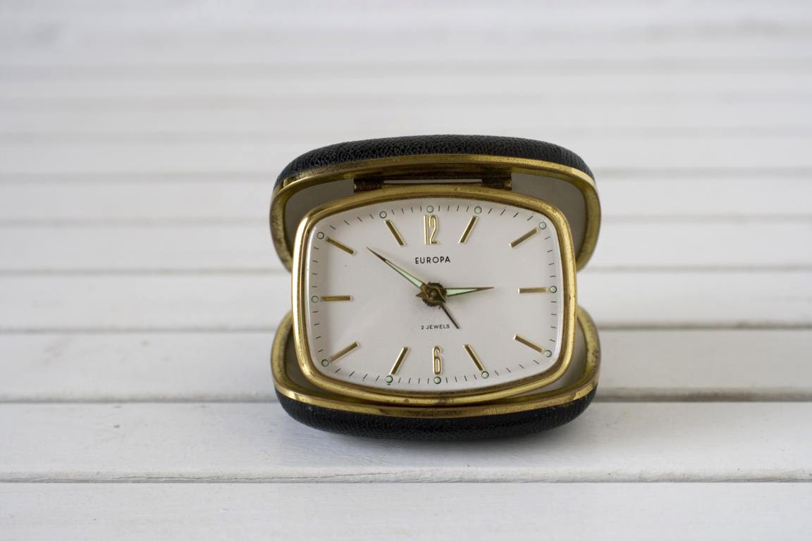 Vintage German Europa Travel Alarm Clock in by CirceCollectables