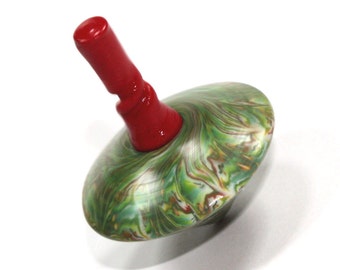 Spinning top, green, yellow and red unique dreidel, polymer clay dreidel, great Hanukah gift idea, classic toy for all ages