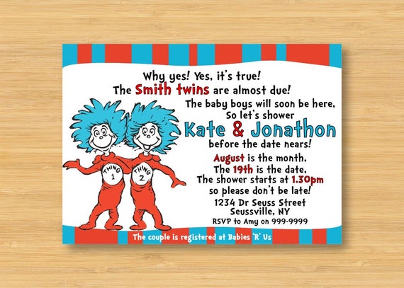 Dr Seuss Invitations For Twins 7