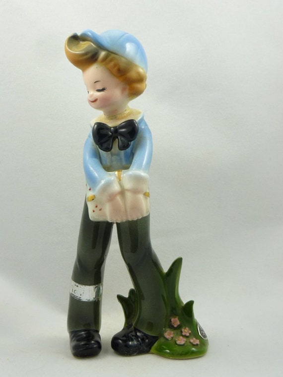 Vintage Josef Originals TONI Boy Holding Present Gift Figurine
