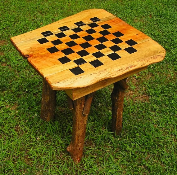 Rustic Wood Handmade Checker Chess Game Table by BlueRidgeRustics
