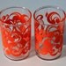 Retro Orange Scroll Juice Glasses - Federal Glass Company - Set of Two