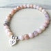HEALING Pink Opal Bracelet with Heart Lotus Charm