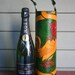 Wine Quiver / Tote Hand Tooled Leather in Blonde and Green - COQ AU VIN