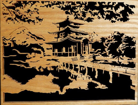 Items similar to Scroll Saw Woodwork - Japanese Scenary on Etsy