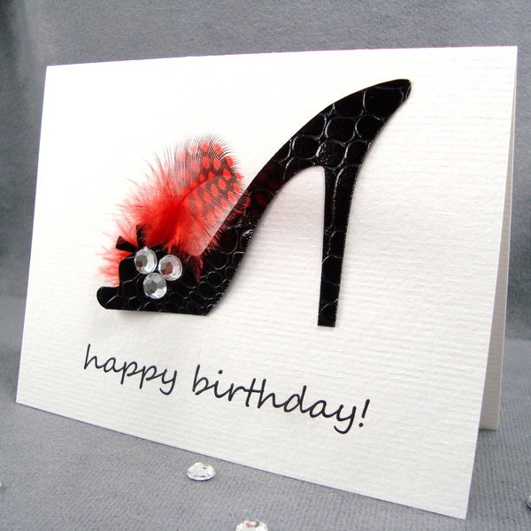 Sexy Black High Heel Shoe Birthday Card for Wife Girlfriend