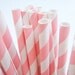 Striped Paper Drinking Straws (25) - BABY PINK - Includes Free Printable Straw Flags