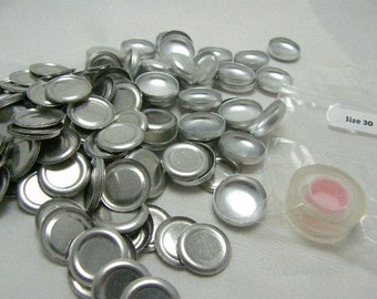 100 Aluminum Flat Back Self Button Covers Size 30 (3/4")