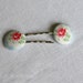 Cath Kidston Blue & White Floral Fabric Covered Button Hairslides