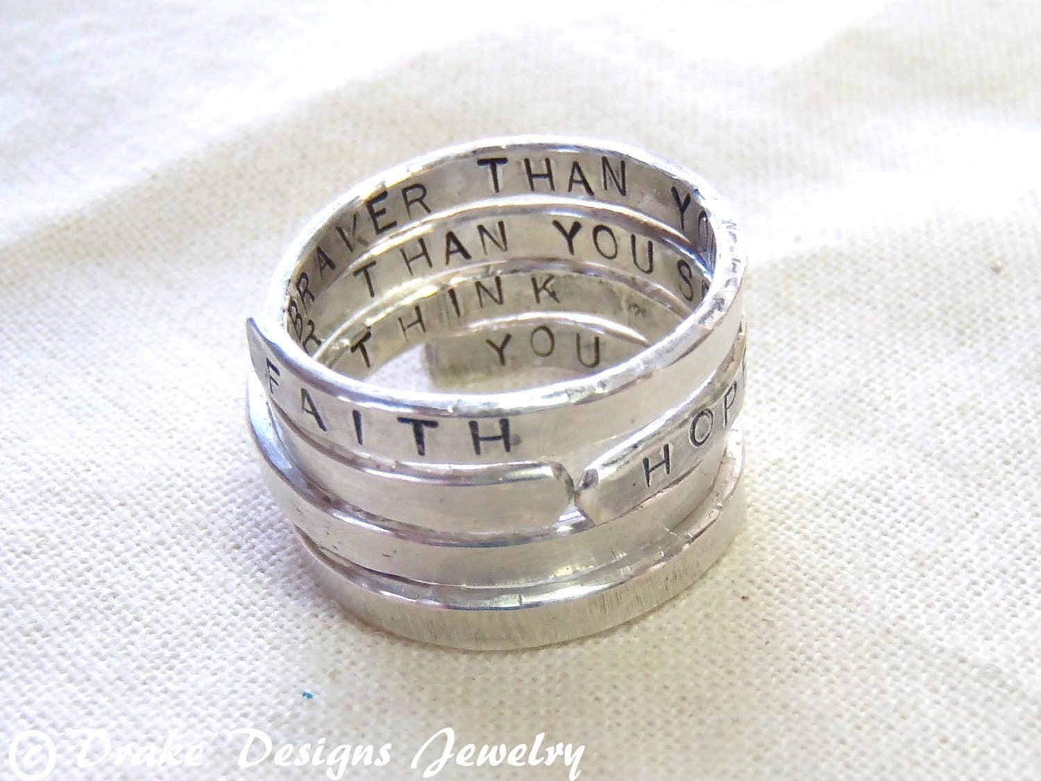 Stackable Personalized Rings with kids names Sterling Silver