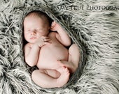 Newborn Photography Prop Gray Fur Baby Photo Prop Fur Blanket  13inx 20in.