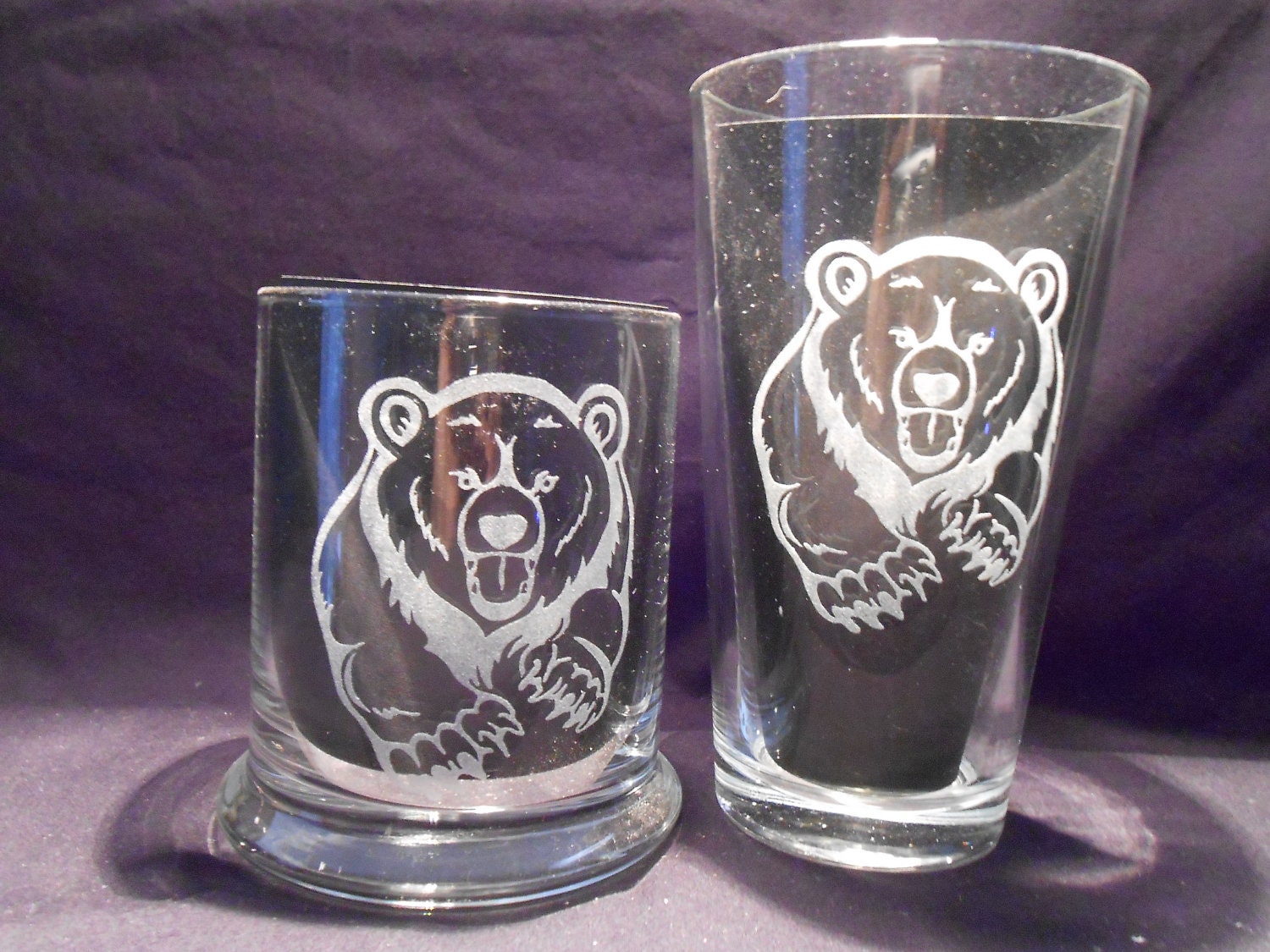 Set of 4 sandblasted drinking glasses rock size by EndlessEtching