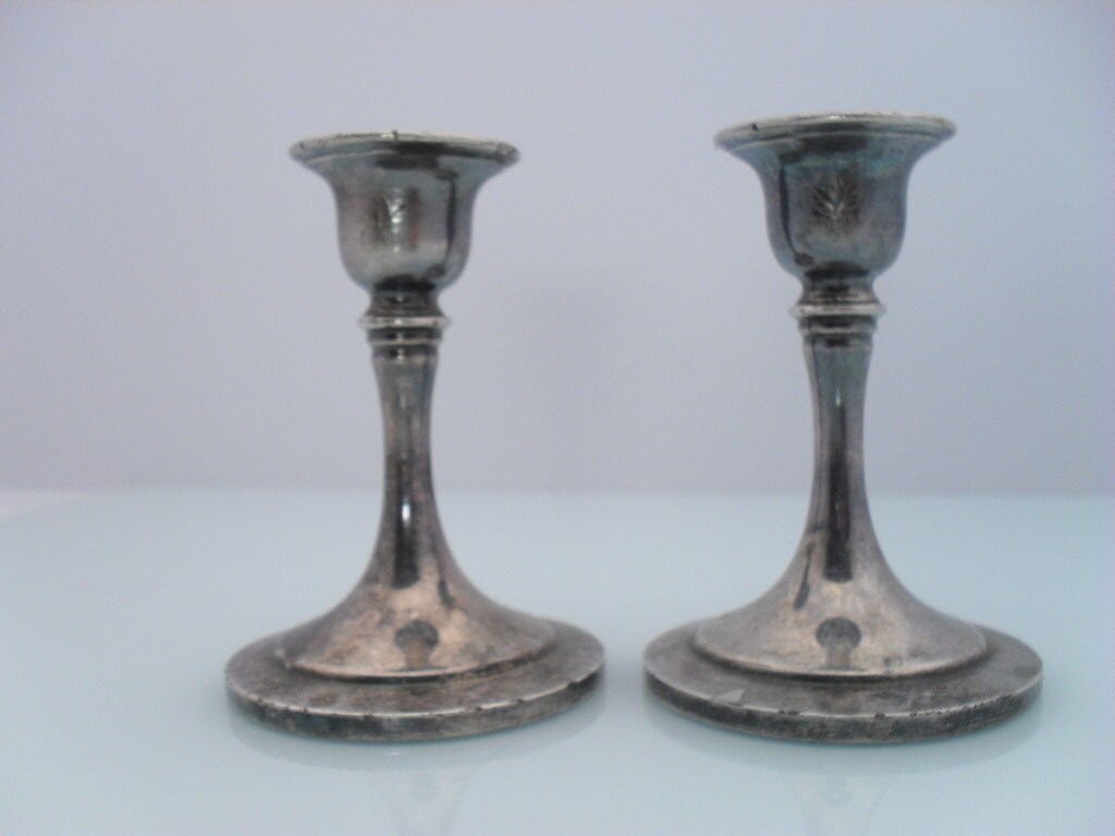 Oneida Paul Revere Silver Plated Candlestick Holders Engraved