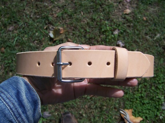 Full Grain Leather Belt - Custom Fit. Natural Leather Will Beautifully Darken With Time & Use. Made By Baytowne Leather.