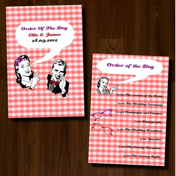 Retro, 50s, Vintage, Fun, Red, DIY Printable Wedding Order of Service/Ceremony Program Il_570xn