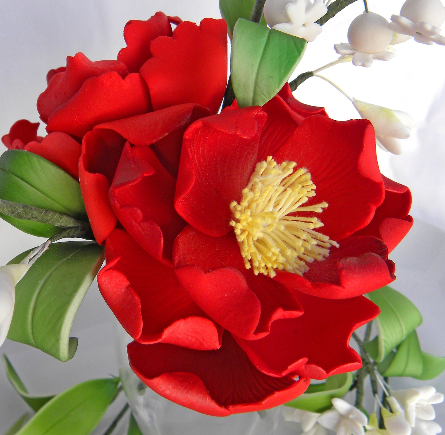 Edible Sugar Flower Peony with Stamen Center 2 qty 2.5 1 qty