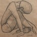 Man nude figure art brown black Traditional drawing Modern art Charcoal Seated boy Man male nude Medium size