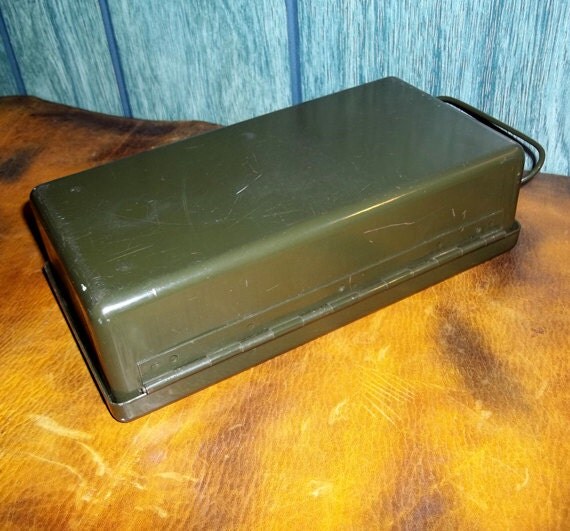 Military Green Metal Lock Box Cash Box Strong Box