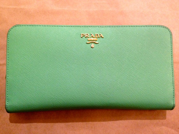 Vintage Sea Foam Green Leather Prada Wallet/FREE by LIBANATI  