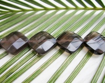 Natural Smoky Quartz Square Diamonds - Faceted 18mm - 10 Pcs