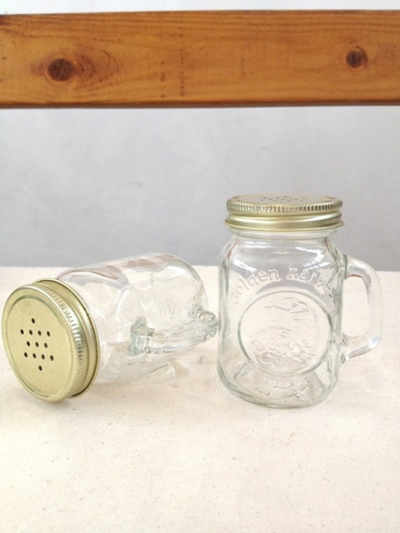 Vintage salt and pepper shakers lidded mason ball jar style