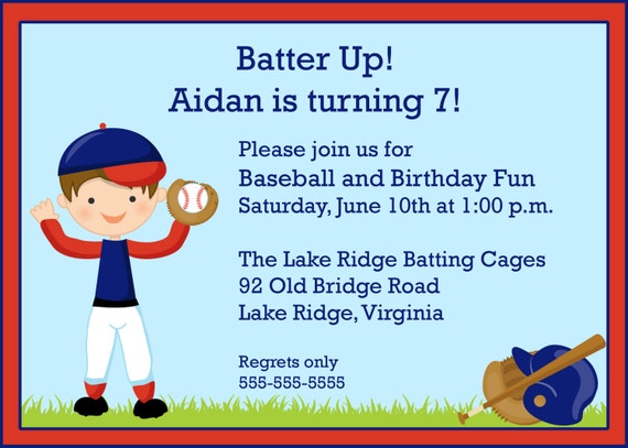 Printable Red and Blue Baseball Birthday Invitation Il_570xn