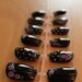 Black Polka Dot Nails with Vintage Purple Roses