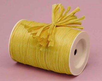 Yellow Matte Raffia Ribbon - 10 Yards - Many Colors Available