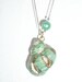 Beach necklace, antique aqua hand painted shell, pearl mermaid silver necklace, vintage necklace.