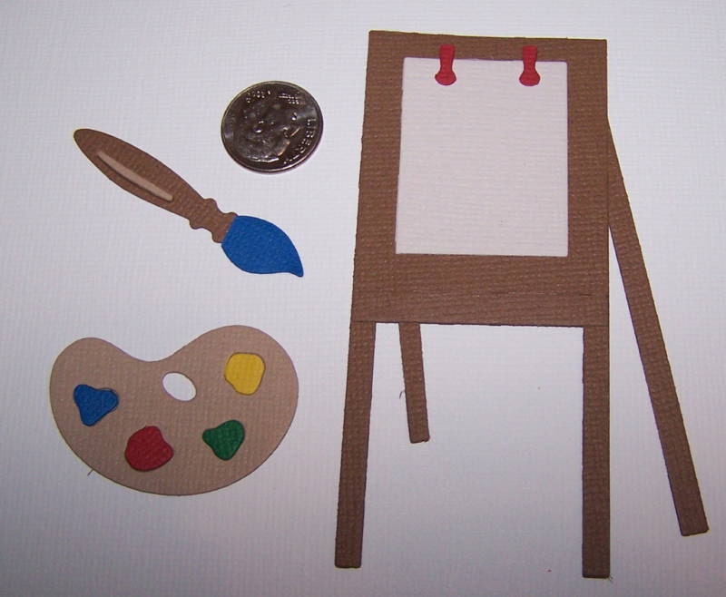 1 Easel Paint Brush w/ Palette Scrapbooking Paper Die by DieCuts4U