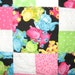 Baby or Toddler Quilt - Happy Hippos - Bright And Colorful Pink and Green Checkered Pattern