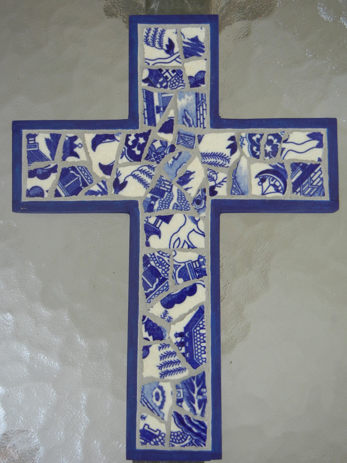 Majolica blue mosaic cross