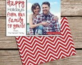 Chevron Christmas Greeting Card - Christmas Card - Holiday Card - Red Chevron - Printable Greeting Card - Printable Christmas Greeting Card Il_170x135