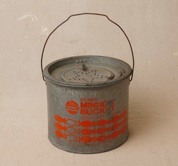 Vintage Frabill Stumpy Galvanized Minnow Bucket