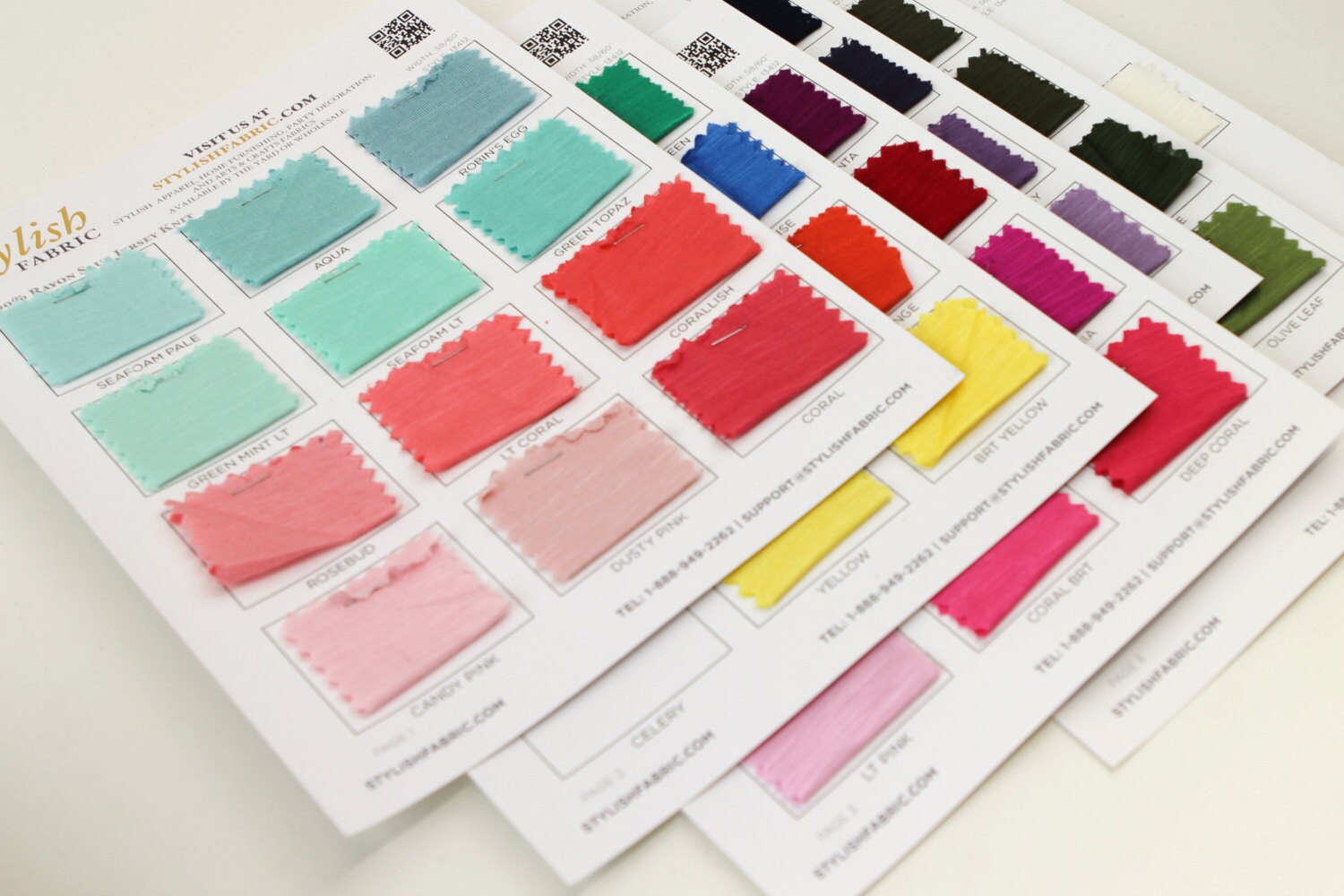 Slub Rayon Jersey Knit Fabric SINGLE COLOR Swatch Sample Card