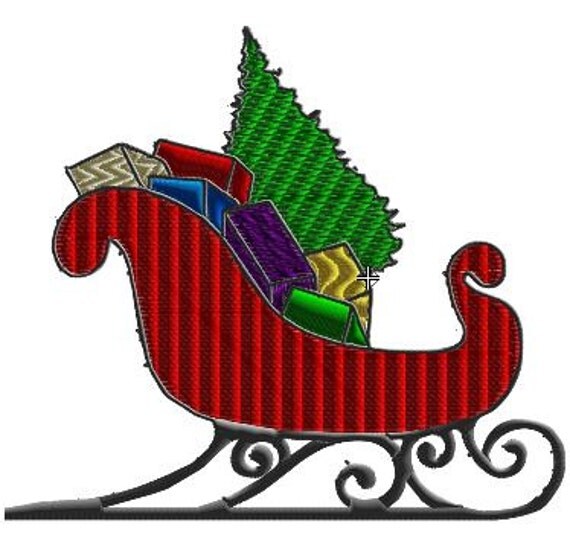 Items similar to Santa's Sleigh Christmas Embroidery Machine Design ...