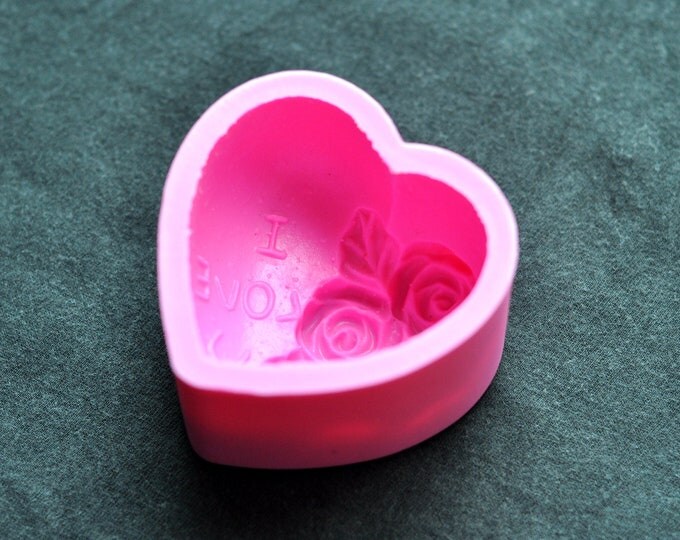 Thick Silicone Soap Molds Chocolate Cake Mold - Rose in Heart I Love U