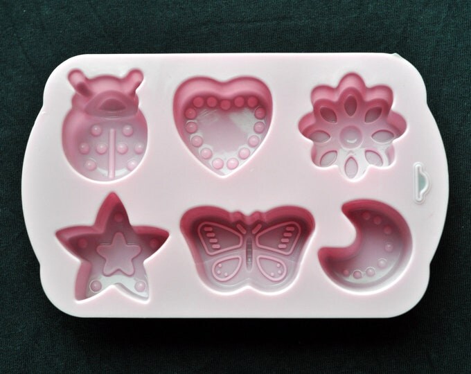 Silicone Soap Mold Jelly Candy Mold - Butterfly Ladybug Heart Star Crescent Flower