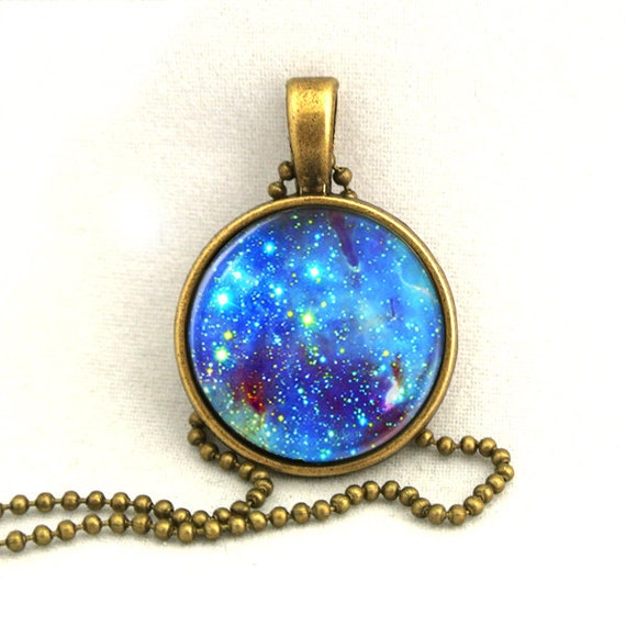 Items similar to 10 SALE Necklace Galaxy Blue Star Jewelry Universe