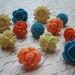 Flower Push Pin Set 12 pcs Coordinated Flower Thumbtacks in Orange, Blue, Cream, Wedding Decor, Housewarming Gifts, Hostess Gifts