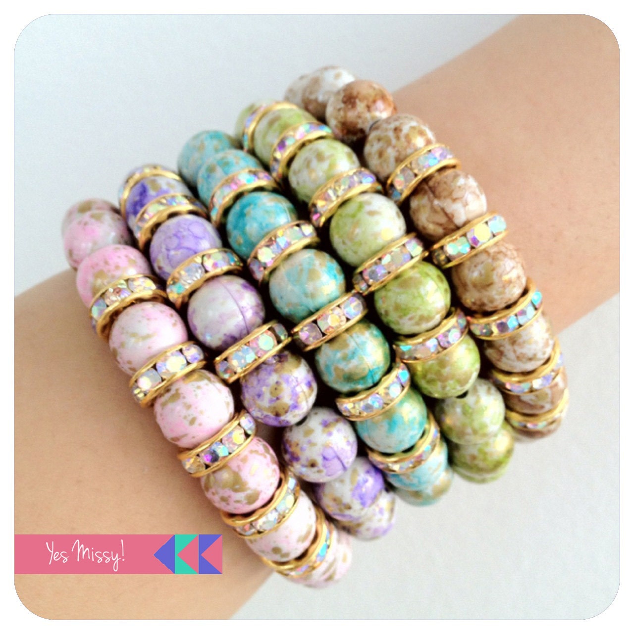 SALE Beaded Bracelet made with Gold Marbled Beads and by YesMissy