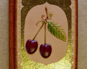 Handmade Leather Notebook Journal Sketchbook Cherry
