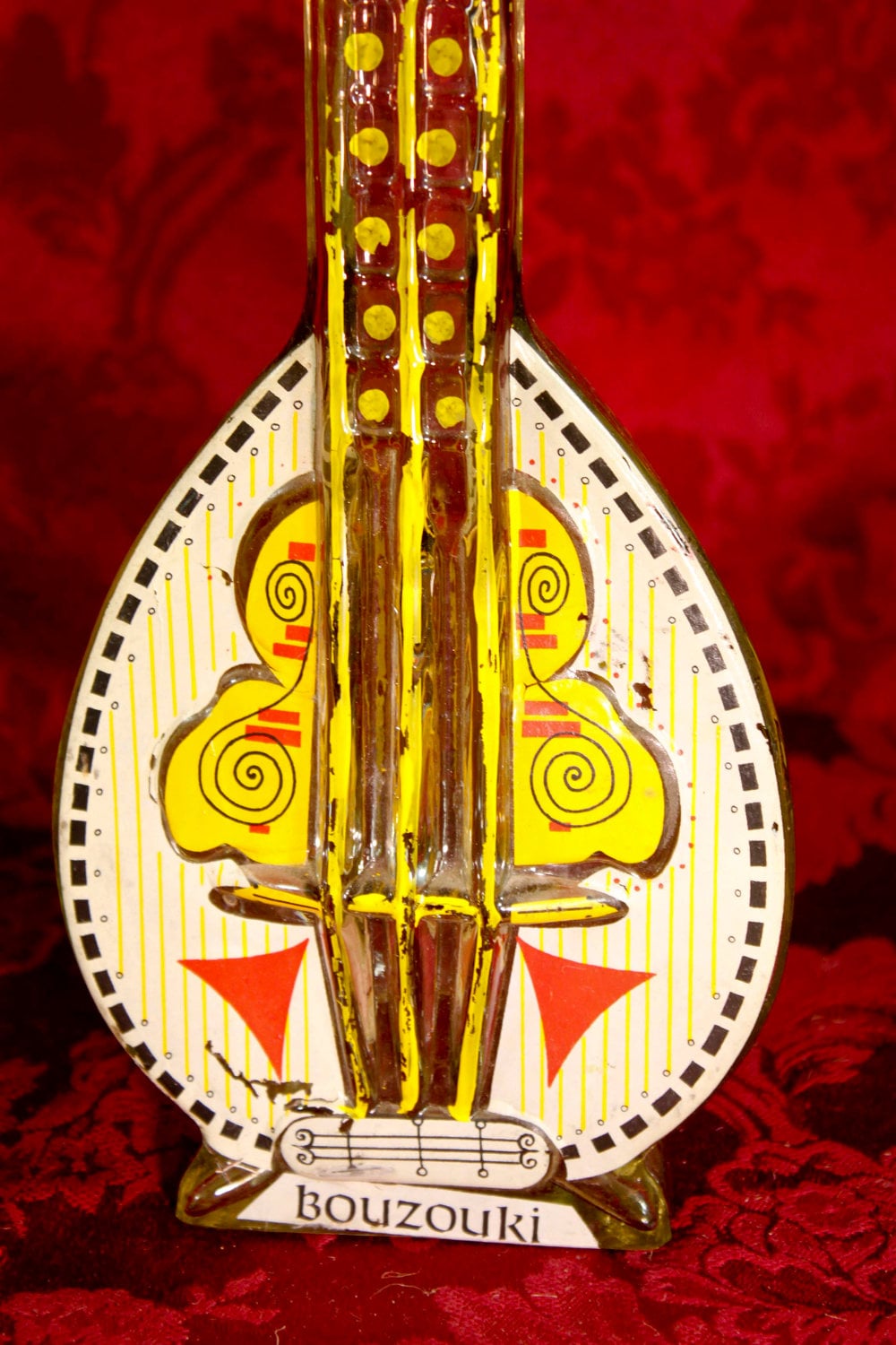 Vintage Bouzouki Glass Wine Liquor Bottle Decanter Guitar