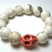 Skull bracelet tribal jewelry orange white stretch bracelet day of the dead