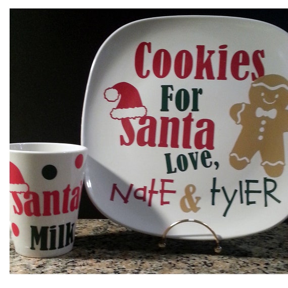 Items similar to Personalized Cookies for Santa Plate and Milk for Santa Mug on Etsy