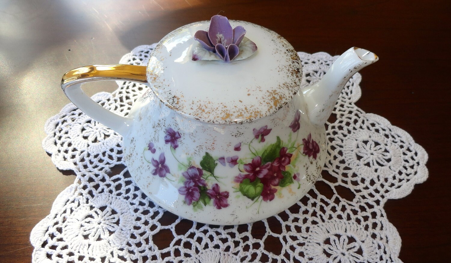 Stackable Teapot Lefton Violets