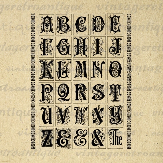 Digital Embellished Alphabet Graphic Image by VintageRetroAntique